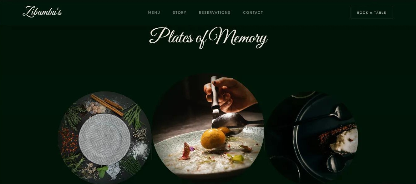 Zibambu's restaurant plates gallery
