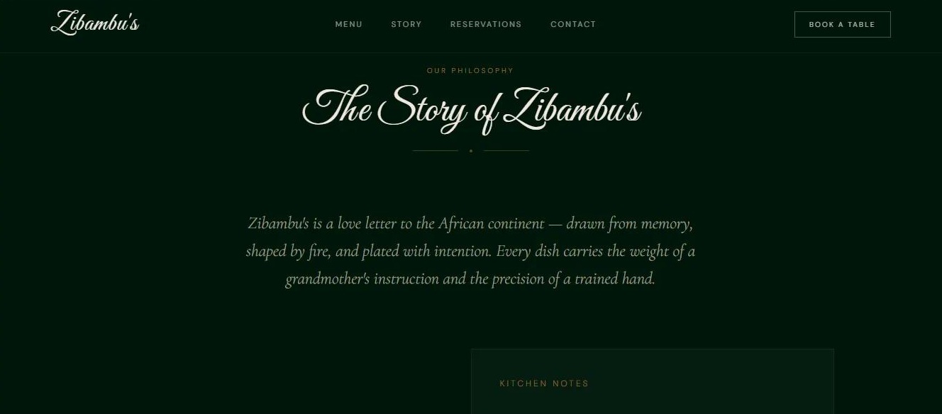 Zibambu's restaurant story page