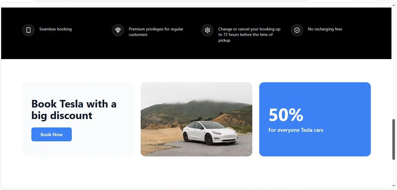 DriveRent booking benefits and Tesla promotion