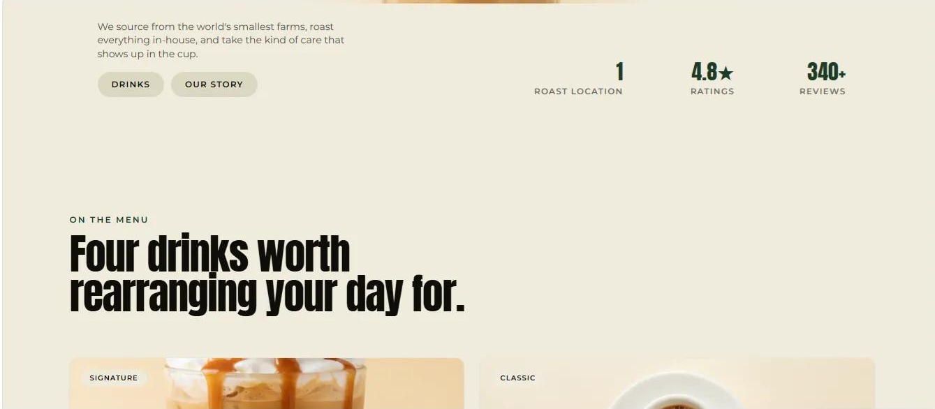 Ambrews coffee menu introduction